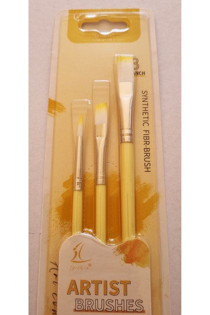 3'lü Kesik Uçlu Akrilik Boya Yağlı Boya Artist Brushes Pastel Renkler Resim Fırçası Synthetic Fibr-Brush No: 2-6-10