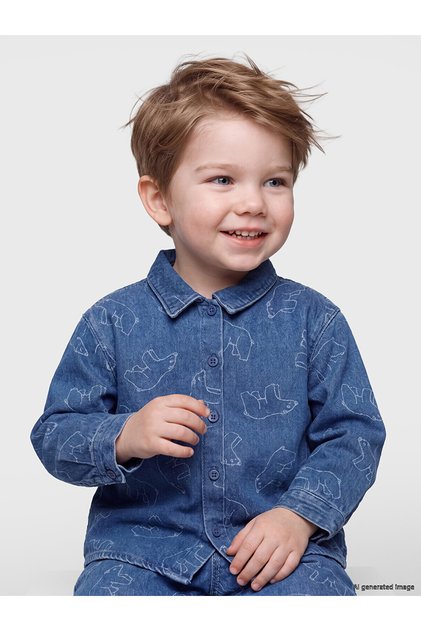 Indigo Patterned Baby Boy Jean Shirt