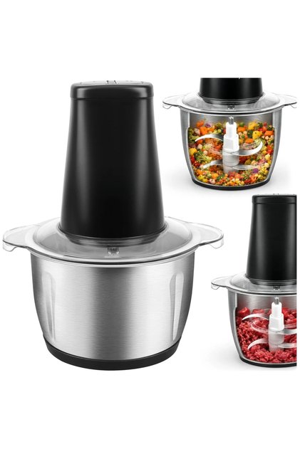 ® Tocător electric de alimente de 500W, Vas de 2L, 4 lame din oțel inoxidabil, 2 viteze, Funcție Pulse