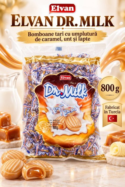 Dr. Milk Choco – bomboane caramel cu cremă de ciocolată, 800 g