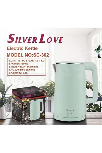 Fierbator electric Silver Love SC-302, 2.3L, 1500W, bază rotativă 360 ° indicator nivel apa