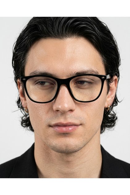 Vista Black Cornered Trendy Men's and Women's Blue Light Protection Acetate Metal Hinged Glasses