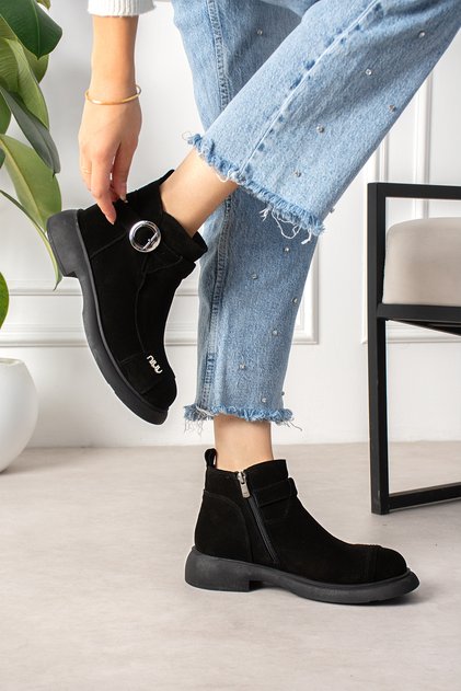 Maria Genuine Leather Suede Women's Daily Black Boots