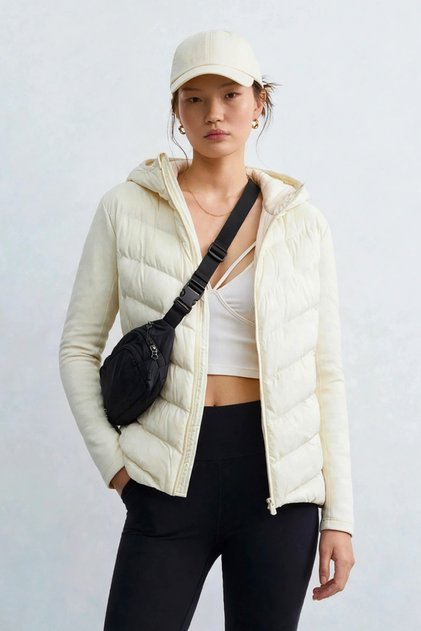 Women's Diver Detail Inflatable Coat - Beige