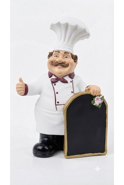 Dekoratif Şişe Tutan Aşçı Obje Figür Biblo (37x26 cm) Mutfak ve Restoran