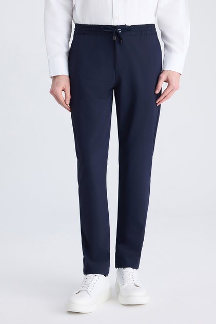 Ds Damat Relaxed Fit (Pile-Free) Navy Blue Dobby Jogger Pants