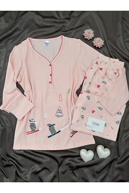 Powder Kayak Patterned Long Sleeve Waffle Pajama Set