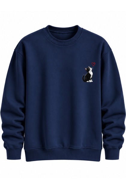 Unisex Crew Neck Minimal Patterned Sweatshirt Comfortable Fit Modern Daily Wear