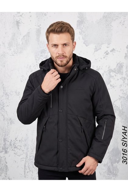 Erkek kışlık rüzgar soğuk ve su geçirmez içi polarlı kapüşonlu outdoor mont