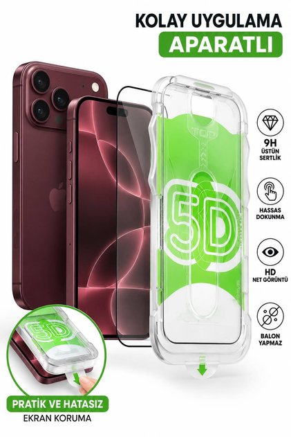 İphone 18 Pro Uyumlu Uygulama Aparatlı Magicbox Ekran Koruyucu Cam