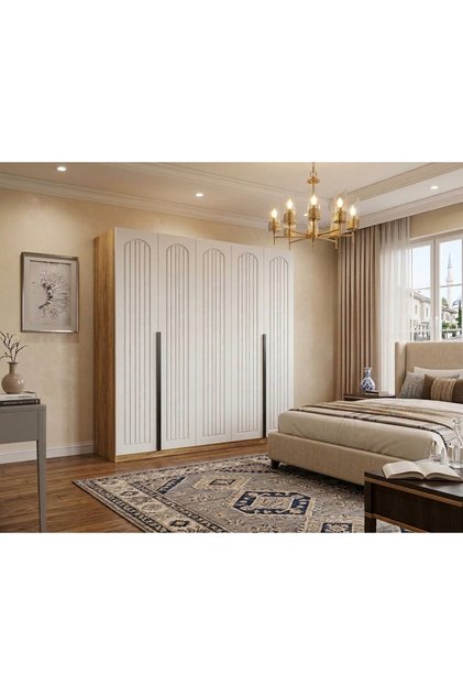 5 Kapılı Gardolap 8 Raflı Komple MDF