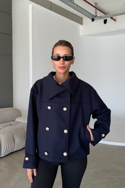 High Collar Double Breasted Soft Anti-Pilling Cashmere Fabric Women's Cashmere Coat Jacket