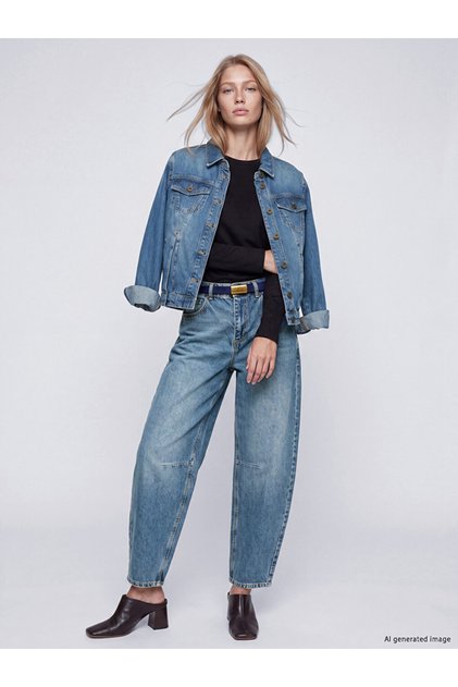 Vizyon New Season Indigo Barrel Fit Women's Jean Pants