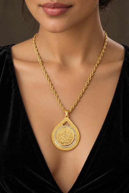 Altın Kaplama Damla Model Tuğralı Kolye