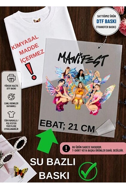 Manifest Baskı DTF Ütüyle Uygulanabilir.