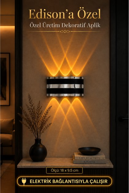 220V Electric Led Wall Sconce Silver Detailed Amber Light Bidirectional Decorative Sconce Modern Wall Lamp Indoor Outdoor Hallway Corridor Balcony Terrace Villa Garden Wall Lighting Amber Led Sconce
