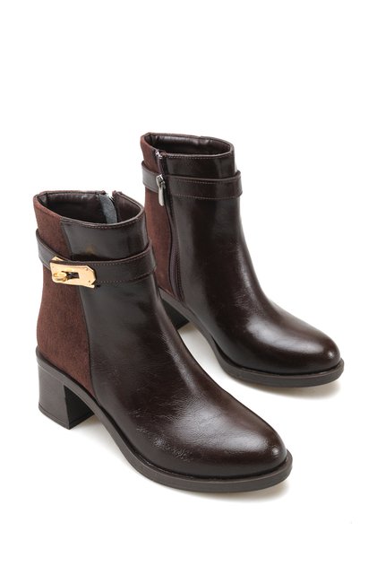 Aurora Alma Women's Heeled Boots 0012030 Brown Wrinkled Patent Leather