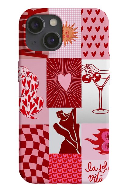 iPhone 14+/15Plus Uyumlu Desenli Silikon Lansman Telefon Kılıfı -M044PEMBE.png