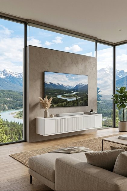 TDA1204B CORSAZH DUVARA MONTAJ TV STAND, TV RAFI BEYAZ 120 CM