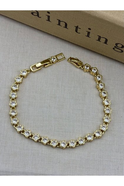 Gold Color Zircon Stone Flower Model Bracelet Cm143