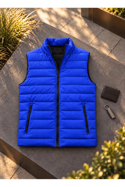 Men's Zippered Pocket Padded Quilted Casual Vest