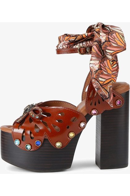 With Scarf Women's Platform Heeled Shoes