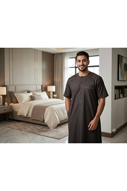 قميص نوم رجالي كم قصير ثوب رجالي نص كم دائري