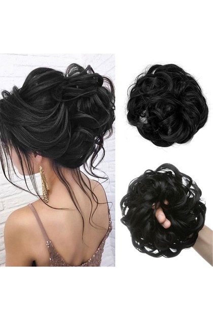 Messy Bun Hair Piece,Elastic Drawstring Curly Chignon Synthetic Hair Scrunchy Updo Hair Extensions,Wavy Curly Thick Tousled Stretchy Fluffy Donut Updo Elegant Chignon for Women Girls Kids