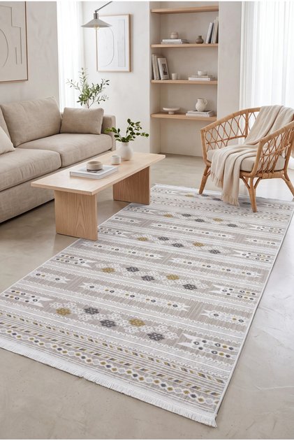 %100 Akrilik Modern Salon Halısı Yüksek Yoğunluklu Yumuşak Dokulu Saçaklı Yolluk(2000 Gr/m² )