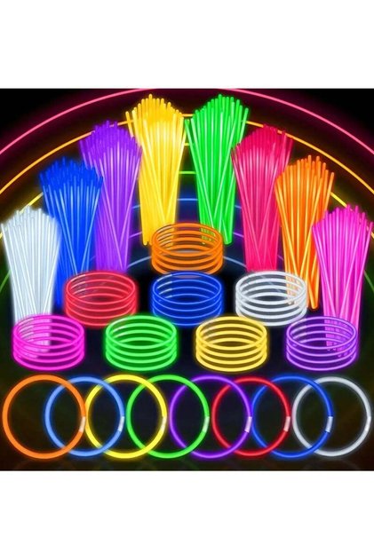 100pcs Ultra Bright Glow Sticks - 20.32cm Mixed Colors Bracelets & Necklaces, PVC Party Favors