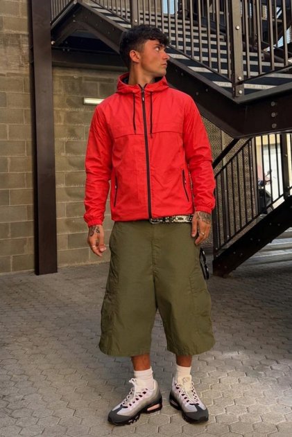 Men's Full Zipper Red Sports Raincoat & Windbreaker
