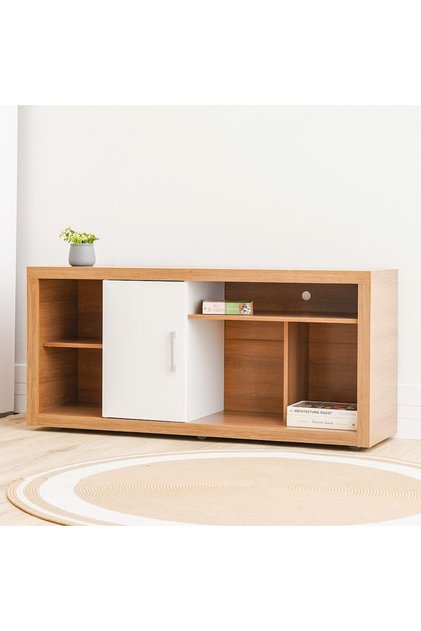 Denver TV Unit Up to 55 Inches | Modern Design Wall Unit Furniture | Wooden TV Stand TV Rack | Media Center | Modern Design Furniture For Living Room Bedroom L137xW43xH65cm-Almond/White