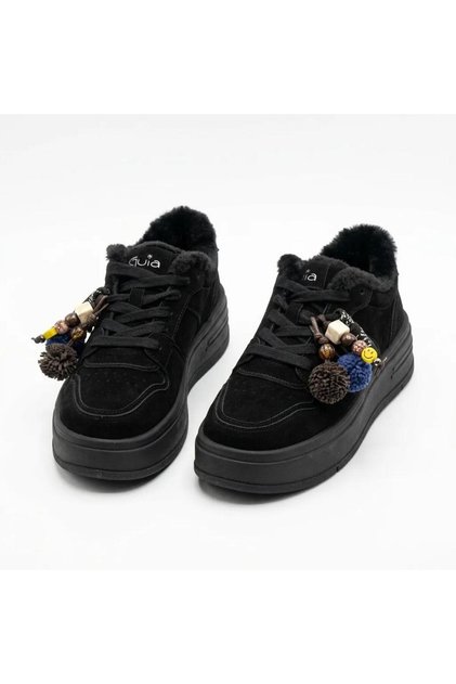 322 Siyah Hakiki Deri Sneaker