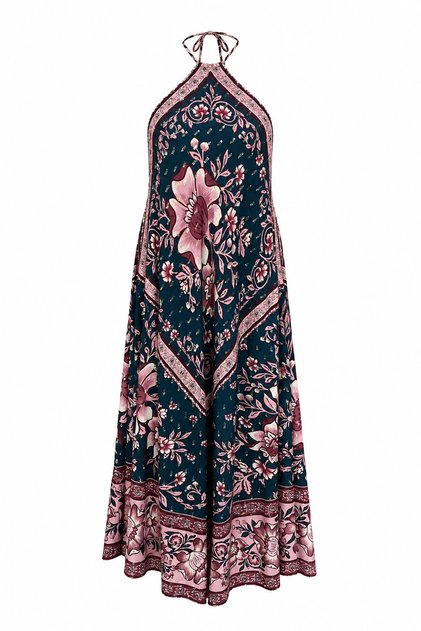 Premium Patterned Halter Neck Dress