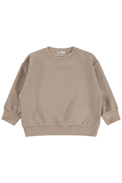 Boy's Honeycomb Fabric Sweatshirt | Jacquard Single Jersey Long Sleeve | School Nursery and Daily Use - Beige