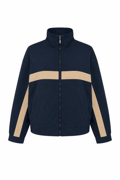 Striped Detailed Stand Collar Jacket