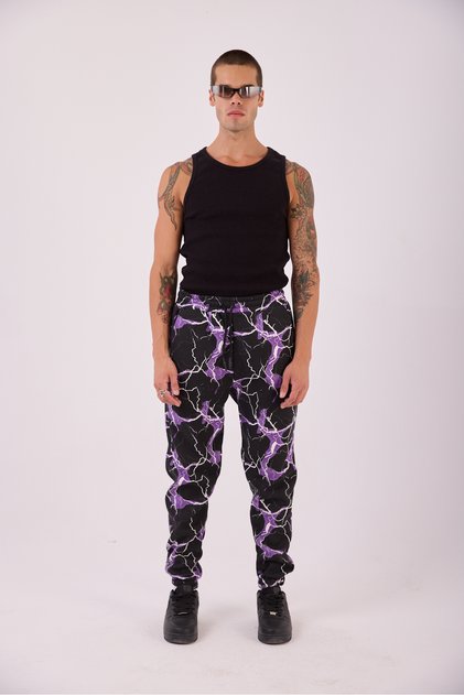 Men's Purple Lightning Pattern Jogger