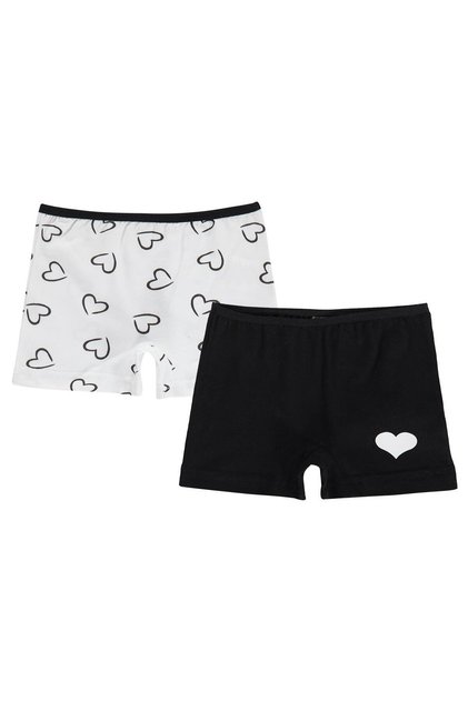 Civil Girls' Heart Patterned 2-Piece Boxer | Lycra Single Jersey | School Nursery and Daily Use