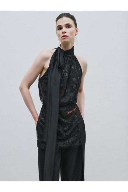 Halter Neck Blouse with Scarf Detail