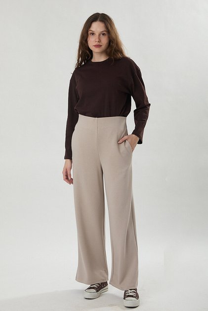 Pensli Wide Leg Trousers Stone