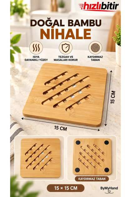 Doğal Ahşap Kare Nihale