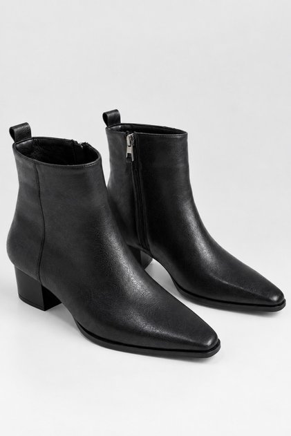 Toffee Zipper Detailed Short Heeled Square Toe Women's Boots Bootie
