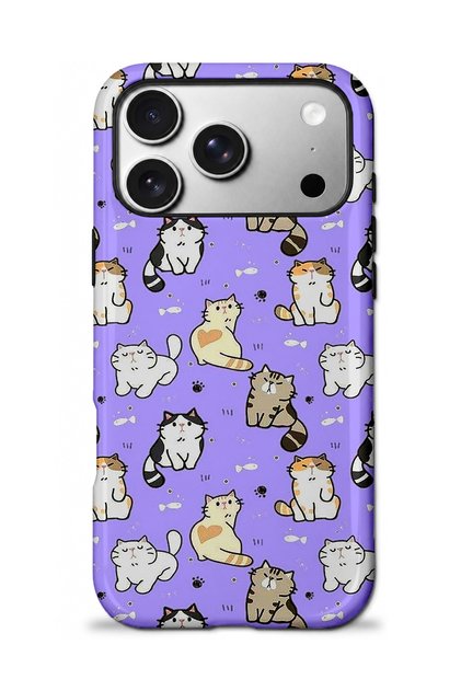 iPhone 17 Pro Compatible - Cute Little Cats, Double Layer Cover, Shiny Surface Protective Case