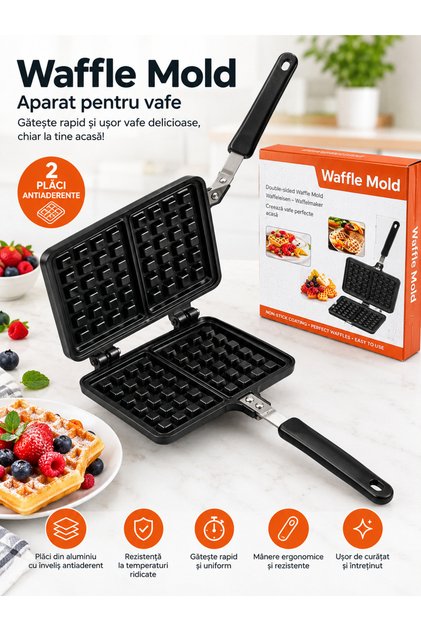 Aparat pentru vafe / Gofre – Waffle Mold cu plăci antiaderente