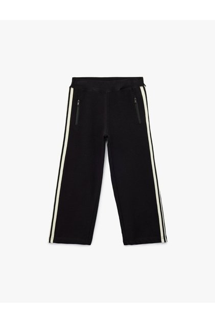 Wide Leg Sweatpants with Elastic Waistband and Zipper Pocket Detail