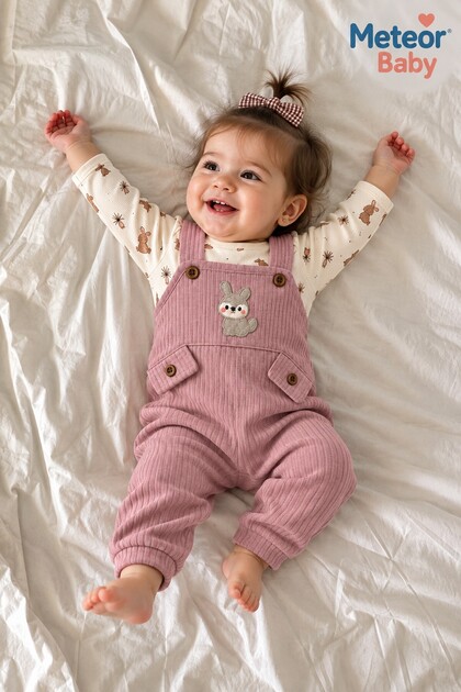 Baby Girl Salopetli 3-Piece Set with Rabbit Embroidery Seasonal Baby Set 3 6 9 Months