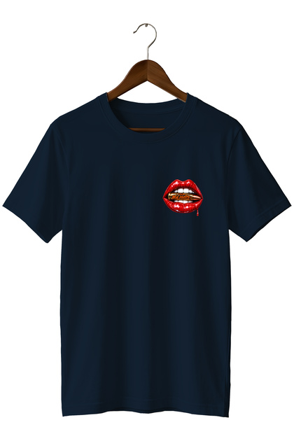 Special Design Widi and Lip Printed Regular T-Shirt
