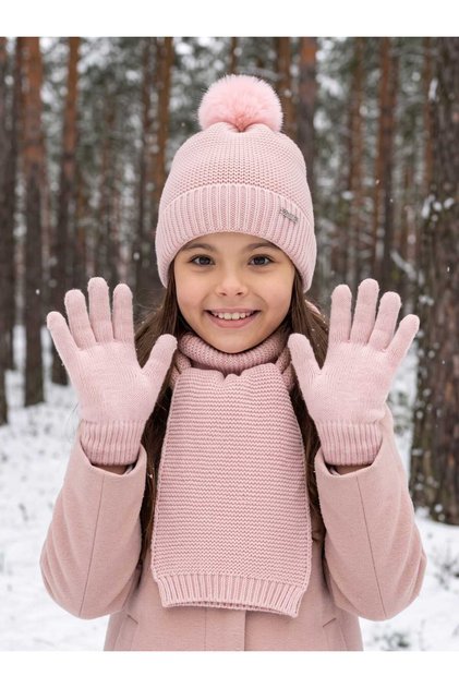Kitti 9-15 Years Old Girls' Lined Scarf, Beanie, Gloves 3-Piece Set