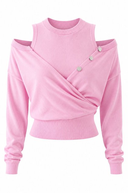 Pink Hexagonal Button Detailed Body Cardigan Set - 261009