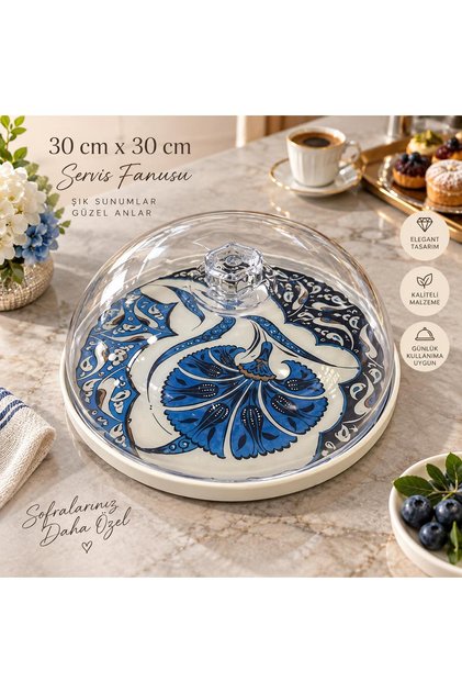 30 CM ÇİNİ DESEN KEK FANUS SUNUMLUK